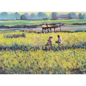Jam Dipper, 10 x 14 Inch, Acrylic on Canvas, Landscape Painting, AC-JMD-002